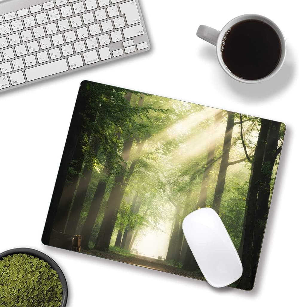 Hokafenle Mouse Pad, Natural Forest Mouse Pad, Rectangle Mouse Mat Square Waterproof Mouse Pads Non-Slip Rubber Base Mousepad for Office Laptop, 9.5"x7.9"x0.12" Inch