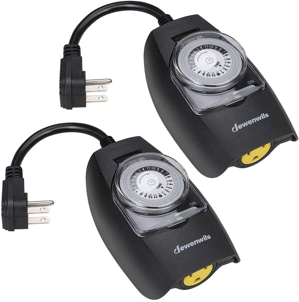 DEWENWILS Outdoor Light Timer Waterproof, 24-Hour Programmable Plug in Timer for Electrical Outlets, Holiday Decorations, String Light,13A 1/2 HP, UL Listed