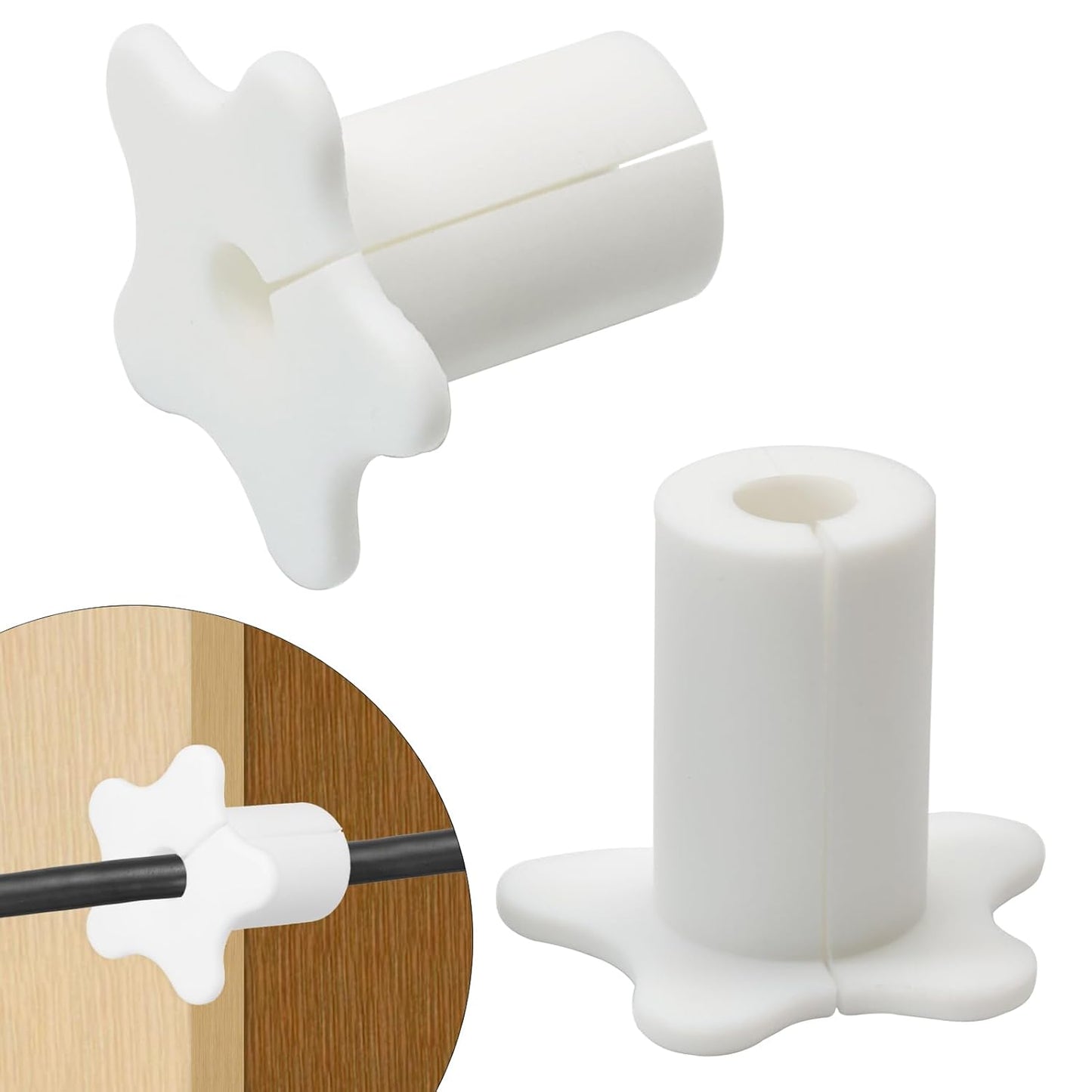 2pc Starlink Cable Grommet 5/8" Silicone Waterproof Wall Hole Pass Through Split Cable Bushings for TV Wire Ethernet Cord, Starlink Cable Routing Kit Accessories, 27.6mm/1.09" Ht, White