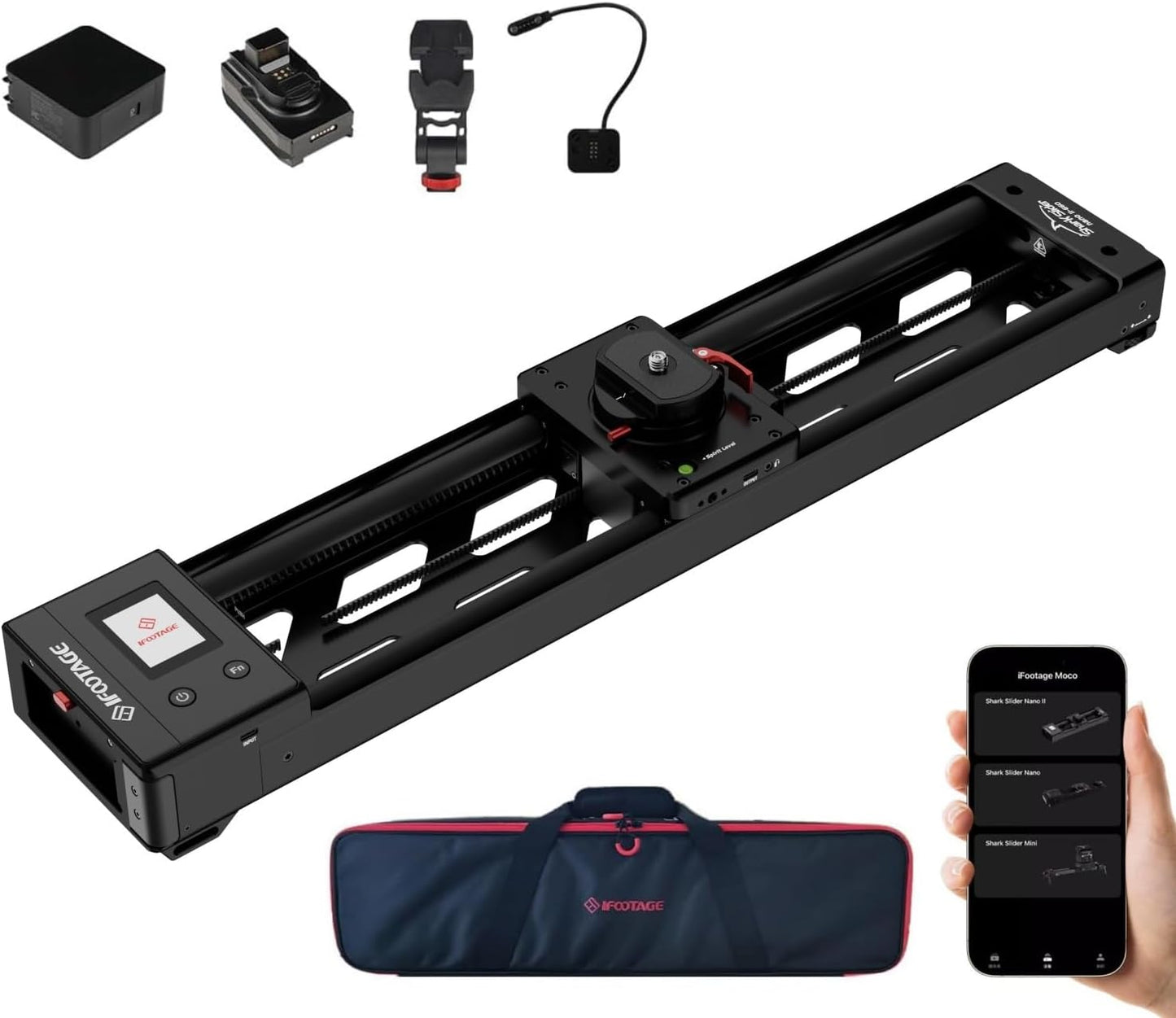 IFOOTAGE Shark Slider Nano II-660 (26 inch) Motorized Camera Shark Slider,Mobile APP/IPS Touch Screen Control,360°Panoramic Shooting,Ultra-Silent,Load up to 7.7lbs