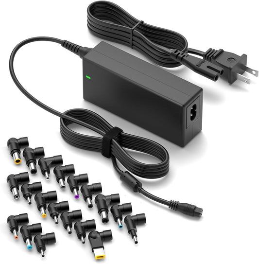 ZOZO Universal Laptop Charger 90W AC Adapter for HP Dell Gateway Toshiba Lenovo Acer ASUS Samsung Sony Ultrabook Chromebook DC Output 12V 15V 18.5V 19V 19.5V 20V Power Supply Cord with 19 Tips