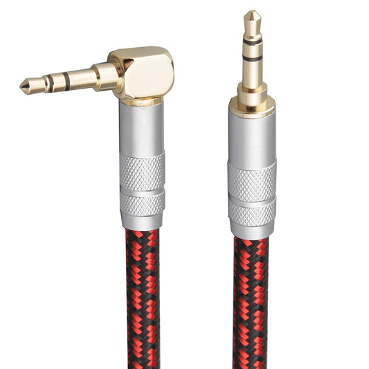 Audiophile High Purity Copper Aux Audio Cable 3.5mm Male to 3.5mm Male Audio Auxiliary Cord Gold-Plated Stereo HiFi Adapter Cable (Straight to Right Angle, 3.2ft/1m)