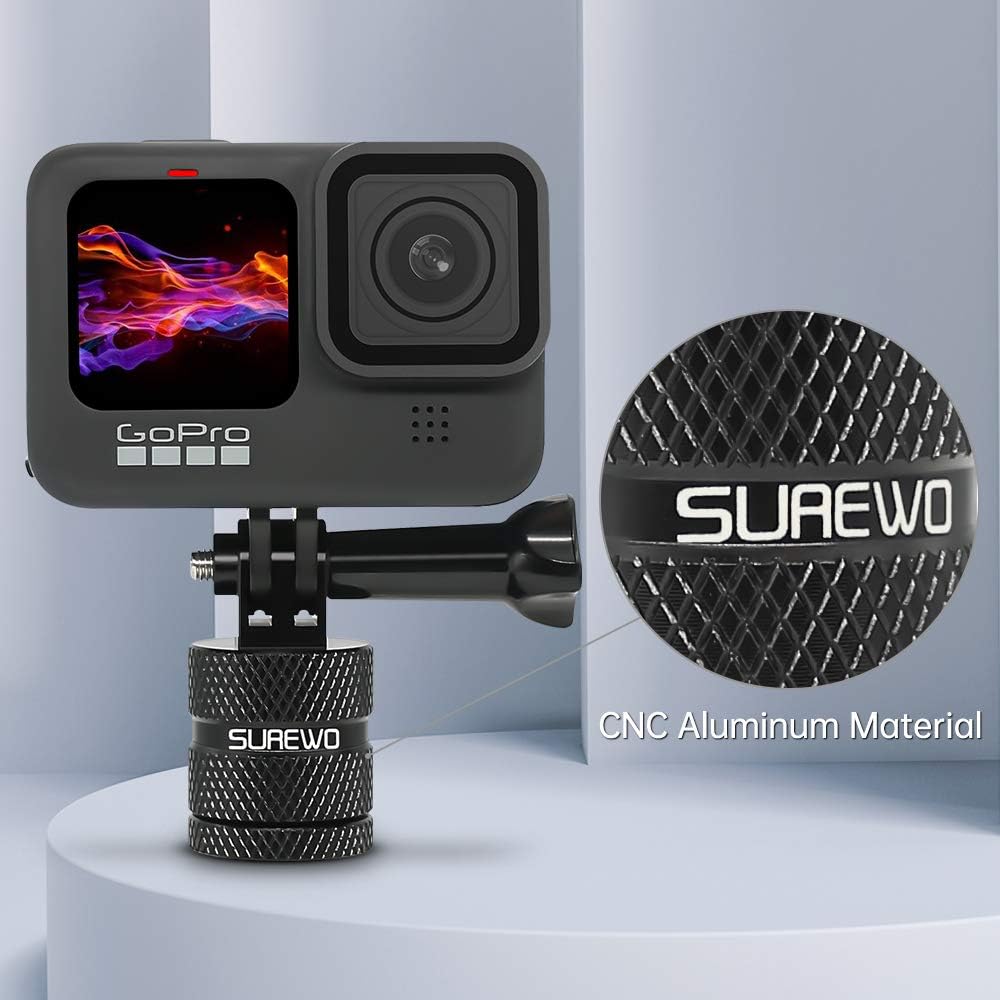 Aluminum 1/4 inch 20 Camera Mount, 360 Degree Rotation Tripod Mount Adapter Compatible with GoPro Hero 13/12 Black, Hero 11/10/9/8/7/6 Black,DJI Action4/3, Xiaoyi 4K and Other Standard 1/4 Accessories