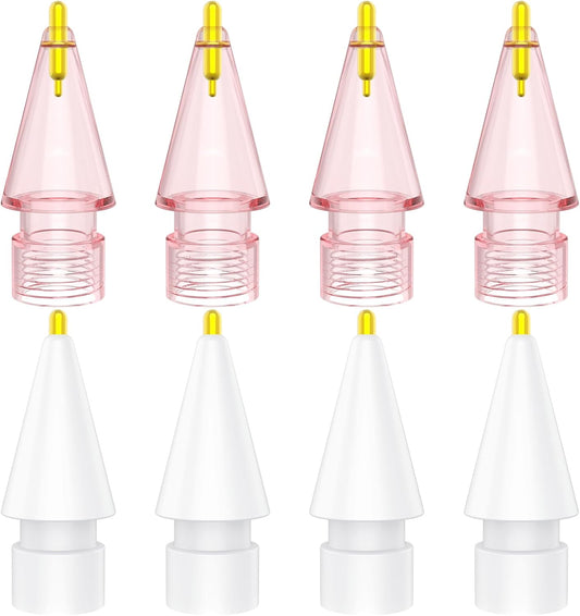 8 Pack Fine Point Replacement Tips Compatible with Apple Pencil 2nd Generation, Apple Pencil 1st Generation, Apple Pencil USB-C & Apple Pencil Pro Colorful iPencil Nibs (Pink + White)