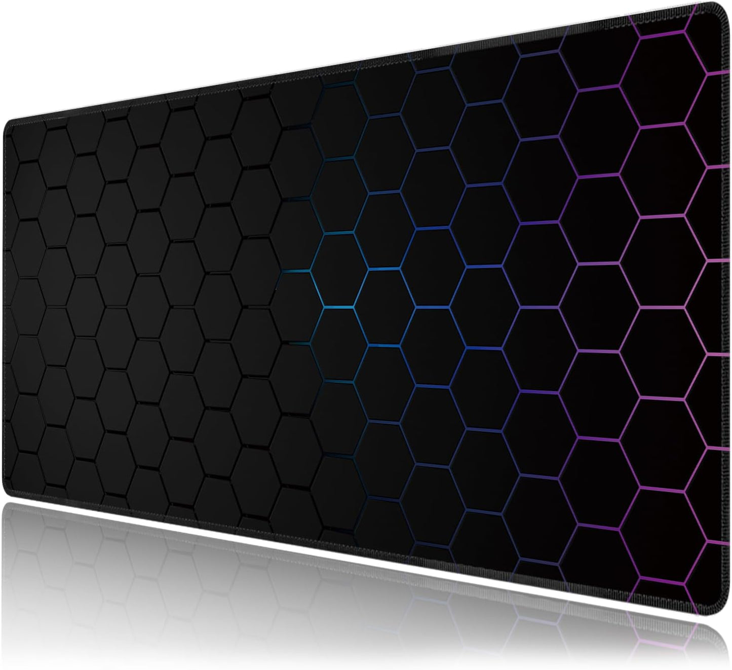 Hexagon Honeycomb Large Mouse Pad,Gaming Keyboard Desk Pad,Extended Mouse Mat Non-Slip Rubber Base with Stitched Edges for Office Game Home XXL 35.4"x15.7"