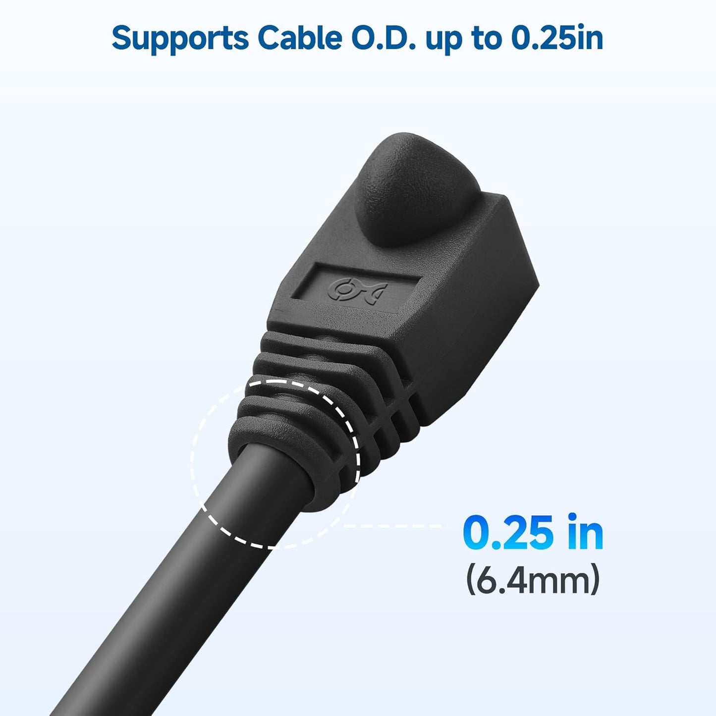 Cable Matters 100-Pack Cat6 / Cat5e RJ45 Strain Relief Boots, RJ45 Boot, Cat 6 Boot, Cat6 Ethernet Boots, Black, Suitable for 6.5mm (0.25in) Ethernet Cables