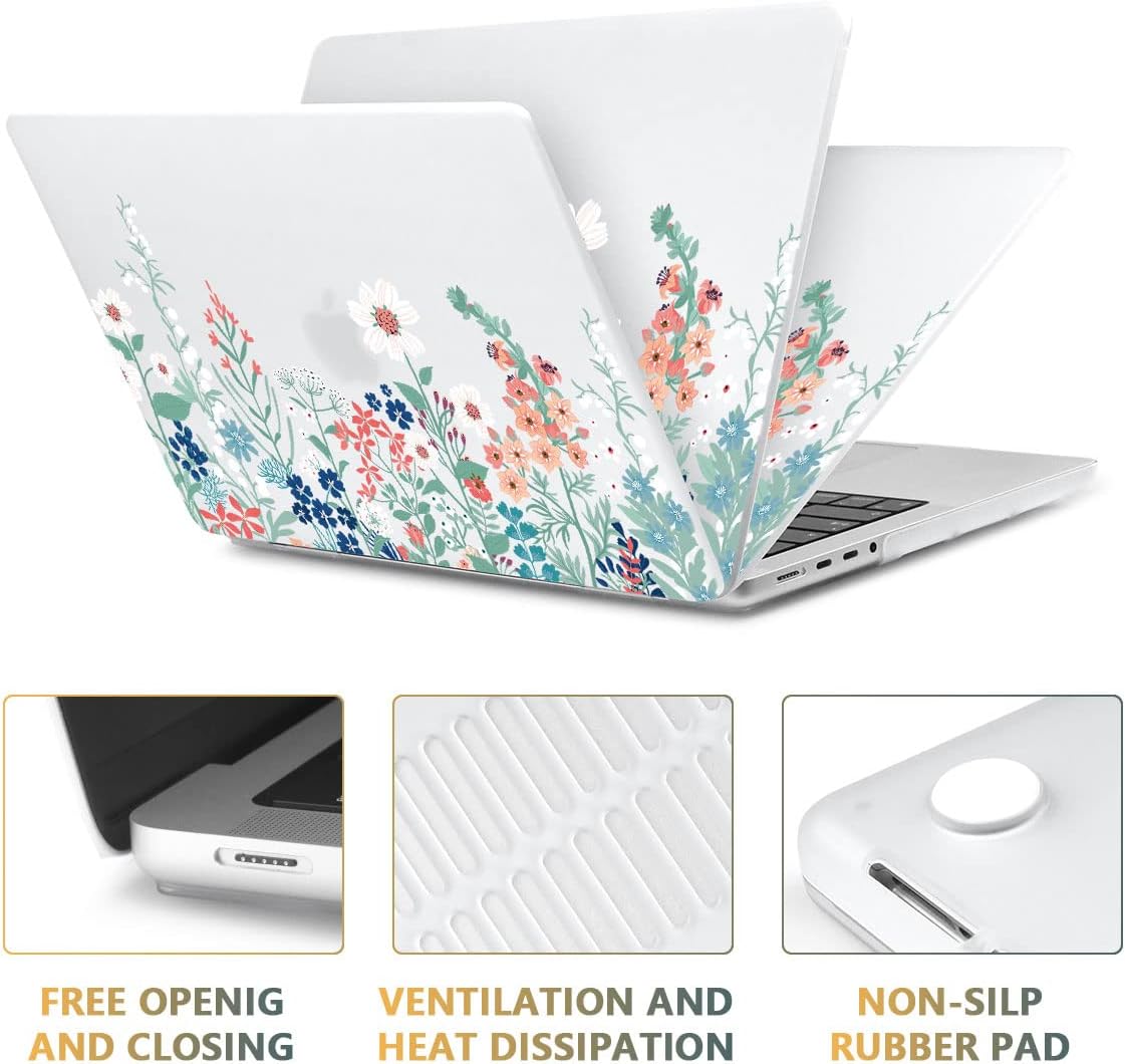 CISSOOK Matte Frosted Wildflower Hard Shell Case for MacBook Pro 14 Inch 2024 2023-2021 Release M4 A3112 A3185 A3401 M3 A2992 A2918 A2779 M2 A2442 M1, Plastic Cover for MacBook Pro 14 M1-M4 Chip