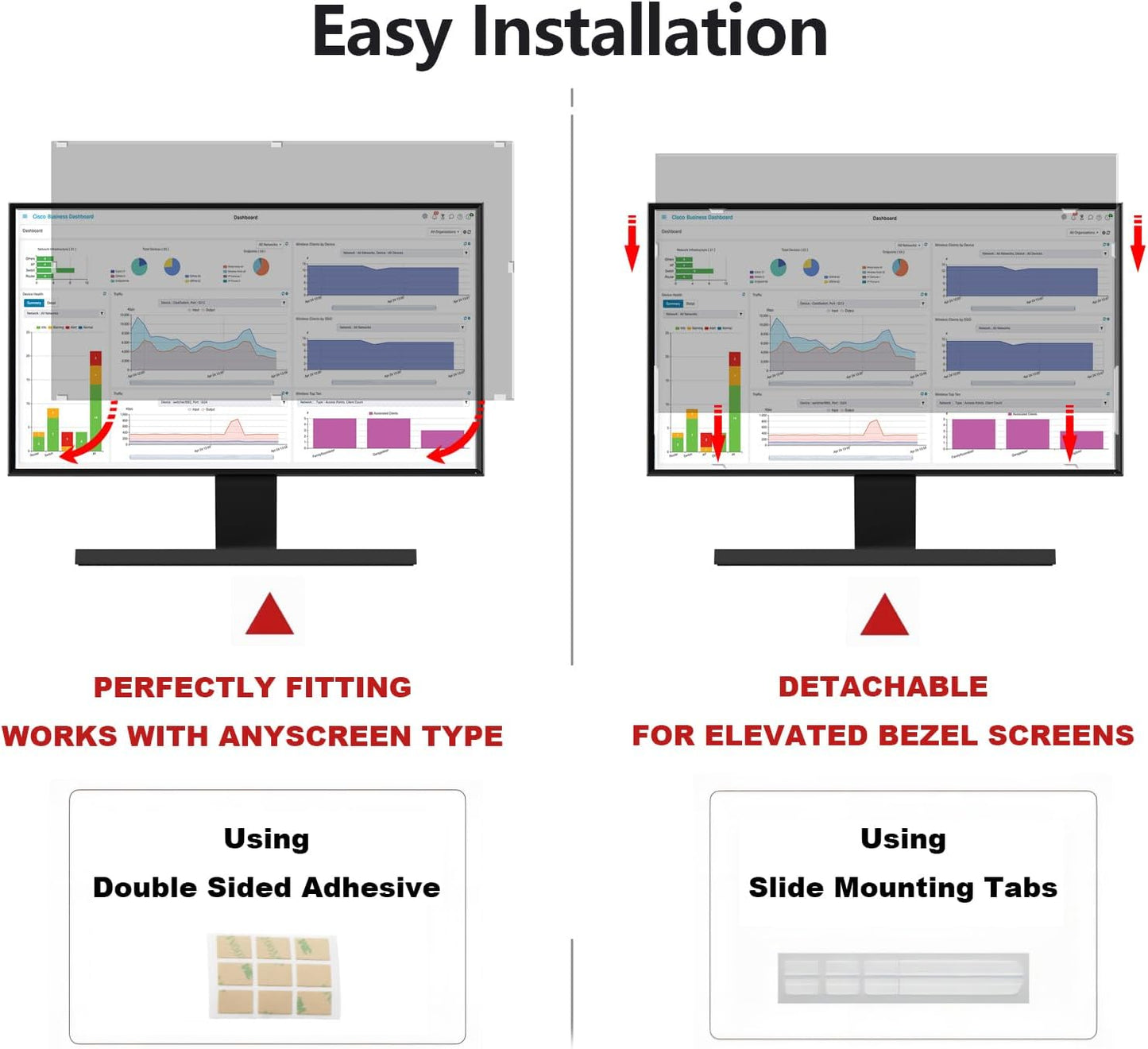 24 Inch Computer Privacy Screen Shield [2 Pack] for 16:9 Widescreen Desktop Monitor - Anti-Glare Blue Light Privacy Filter and Anti Spy Privacy Screen Protector Film