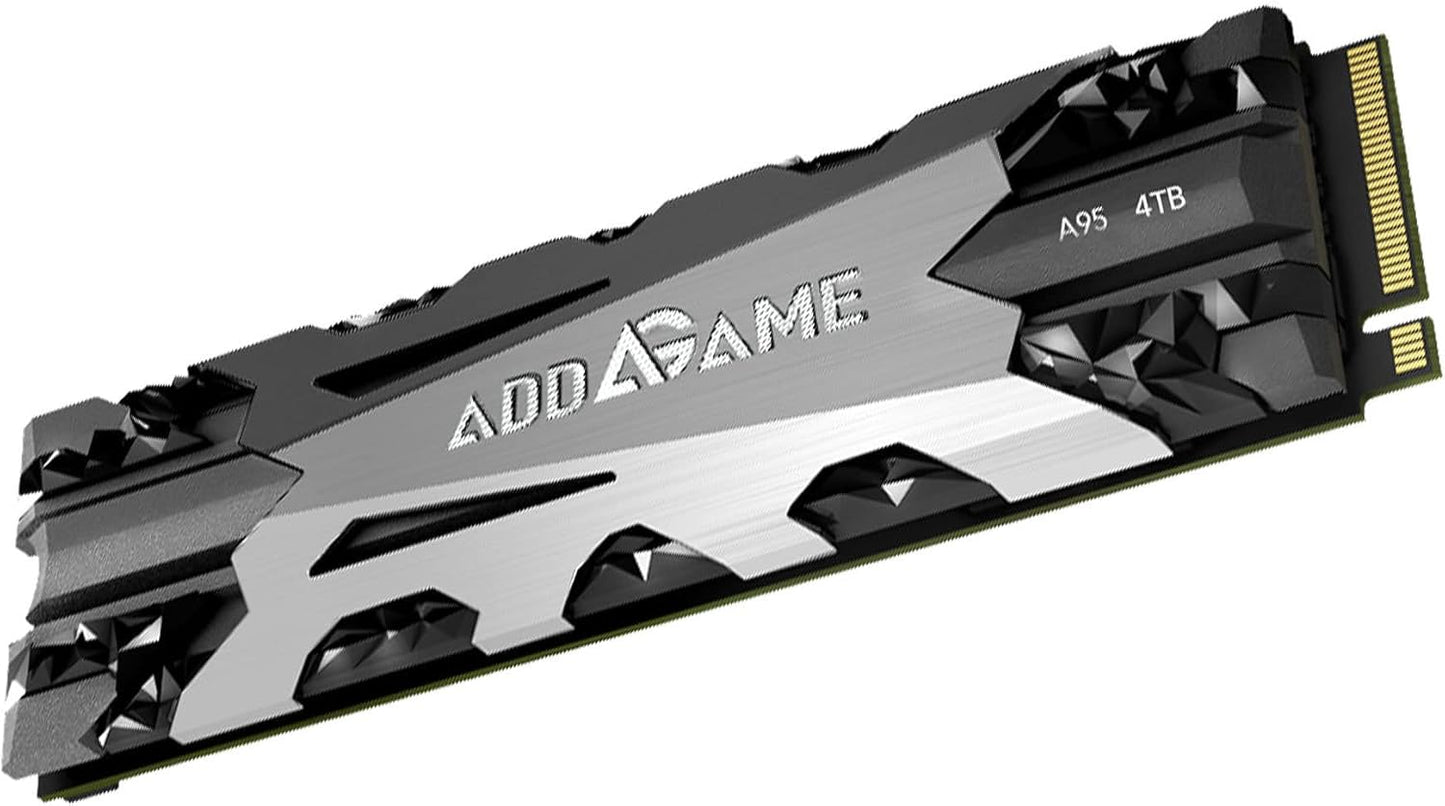 Addlink A95 4TB M.2 SSD Gaming PC Storage Expansion with Heatsink, up to 7200 MB/s, Internal Gaming SSD -2280 PCIe NVMe Gen4X4 3D TLC with Dram NAND SSD