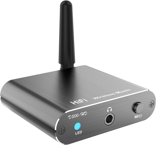 Bluetooth 5.2 Wireless Audio Transmitter Receiver Adapter for Home Stereo, Speakers and Headphones, Support Aux, Coxial and Optical Outputs