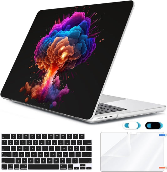Compatible with MacBook Air 13 inch Case 2025 2024-2022 M4 A3240 M3 A3113 M2 A2681, Plastic Hard Shell&Keyboard Cover&Screen Film&Webcam Cover for MacBook Air 13.6 inch Case, Explosion