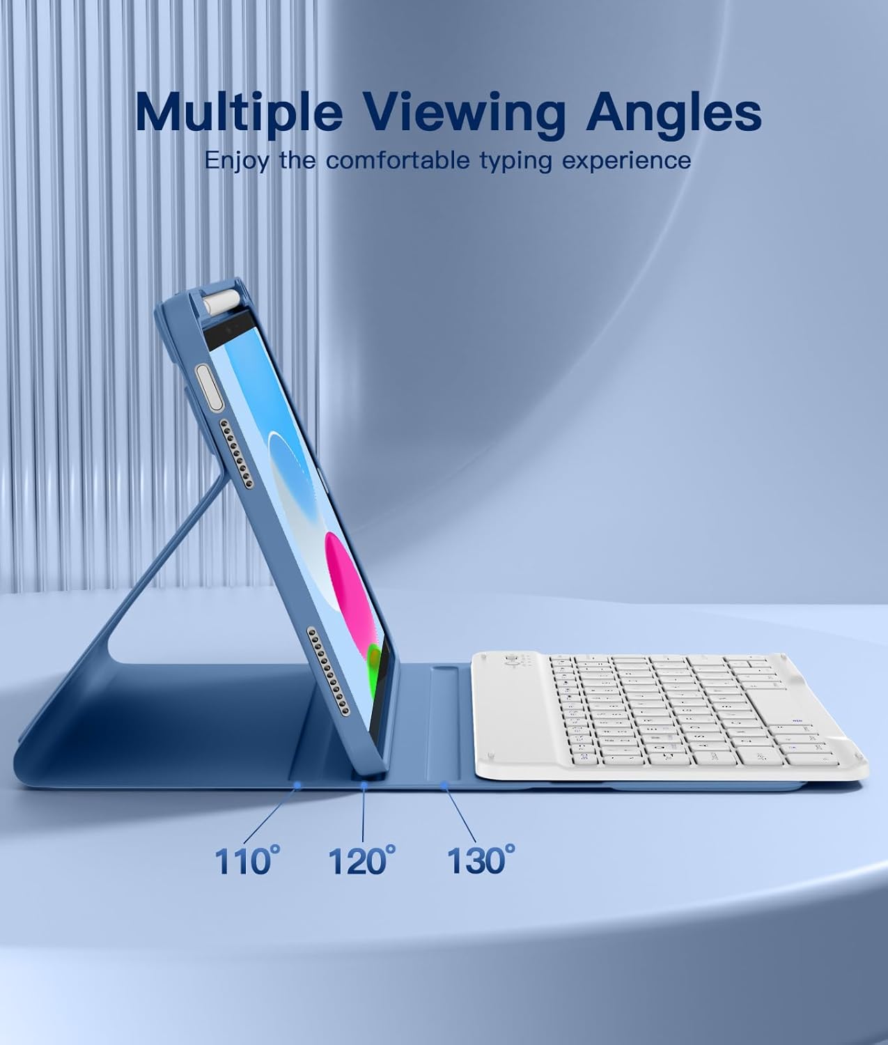 for iPad 10th Generation Case with Keyboard 10.9 Inch- Magnetic Wireless Keyboard Case with Pencil Holder Stain Proof Folio Cover for iPad (A16) 11th Gen 11 Inch 2025/10th Gen 2022 - Blue