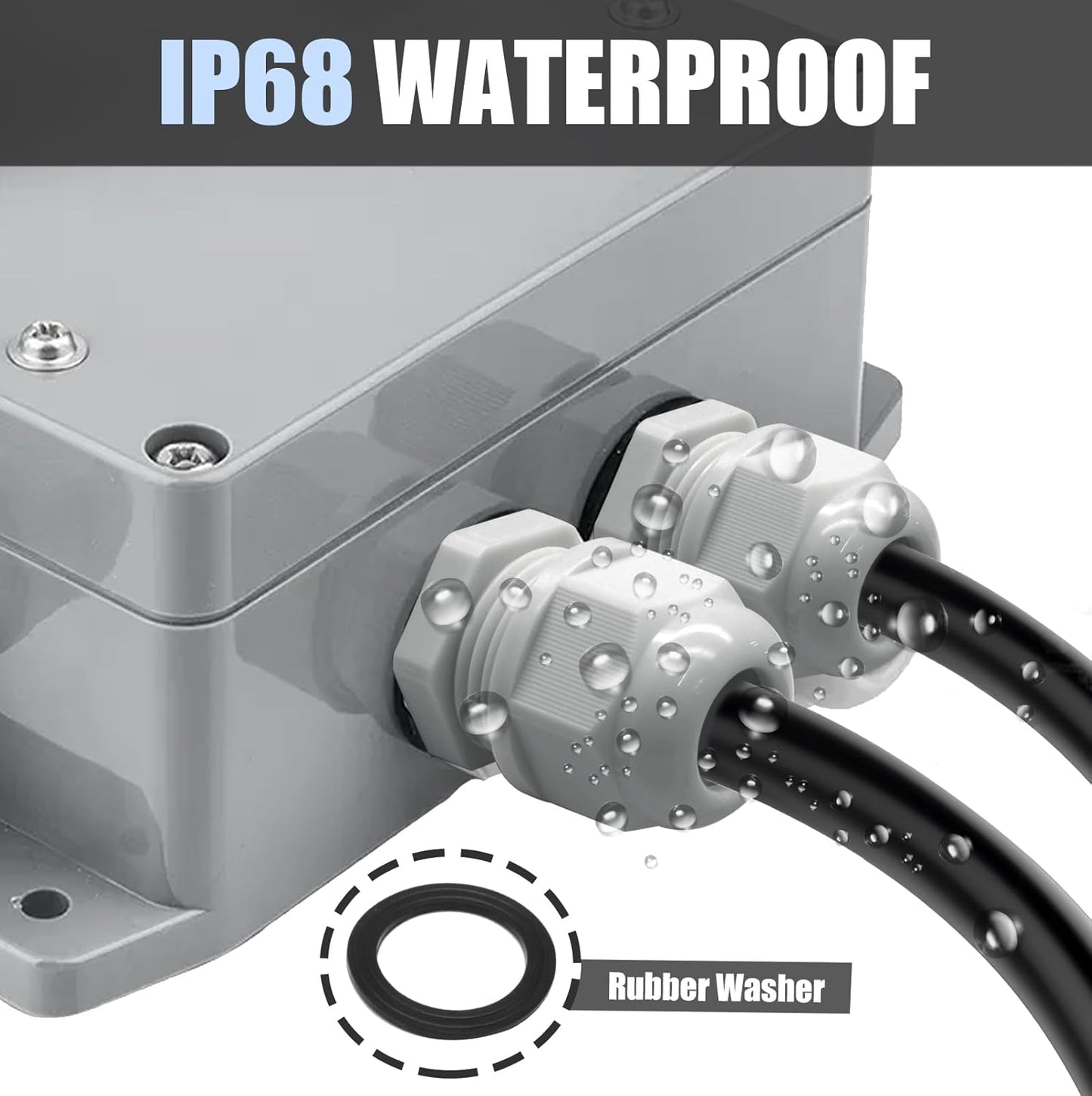 12 Pcs 1/2" NPT Nylon Cable Glands, Grey Strain Relief Cable Cord Connector IP68 Waterproof Junction Box Wire Protectors Adjustable for 6-12mm Cable Diameter