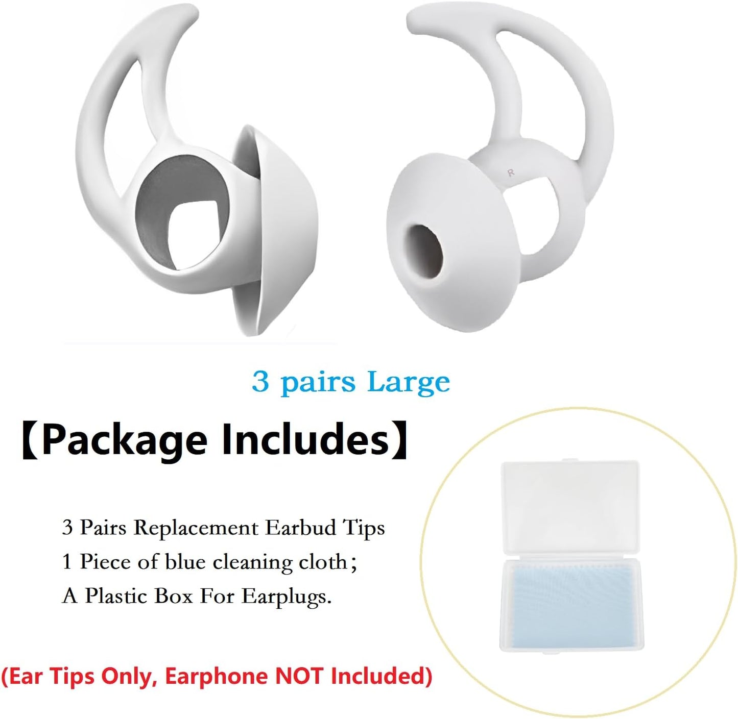 3 Pairs Earbuds Replacement Tips Large，Silver Earbud Tips ，Silicone Eartips Compatible with Bose QuietComfort and Sport Earphones