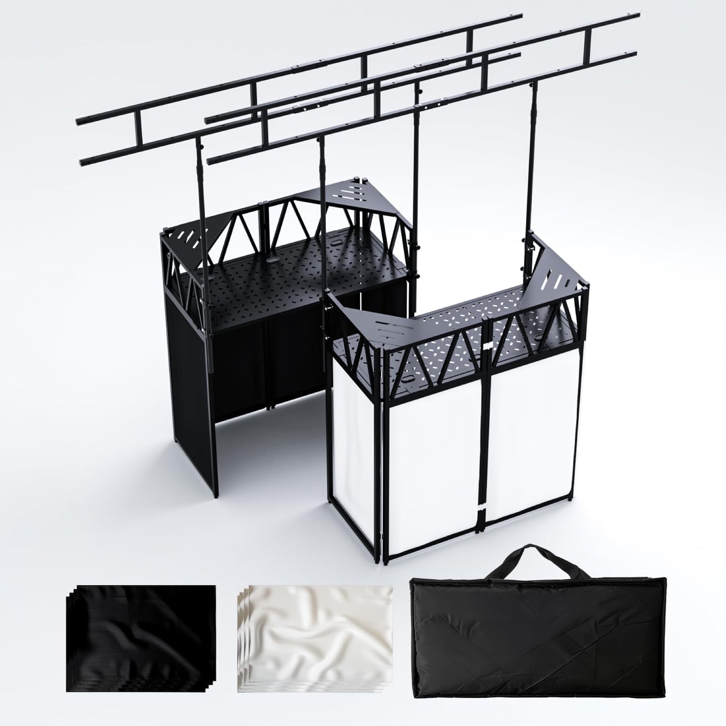 DJ Table Stand Portable booth, Foldable DJ Stand Booth, Adjustable DJ Facade Booth, Easy to Assemble, Stylish, Convenient to Store and Transpor (Truss 40x25x45)