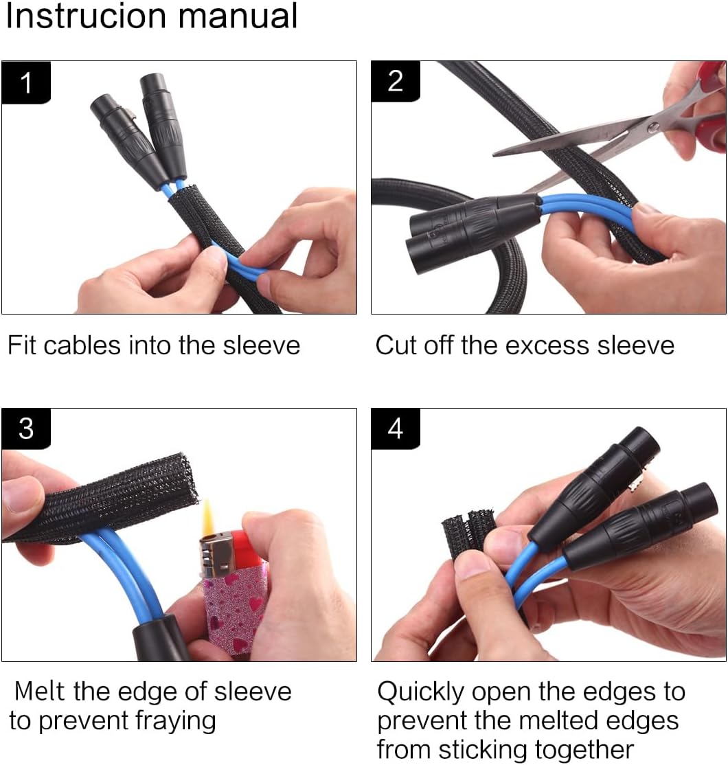 Alex Tech 25ft - 1/4 inch Cord Protector Wire Loom Tubing Cable Sleeve Split Sleeving For USB Cable Power Cord Audio Video Cable – Protect Cat From Chewing Cords - Black