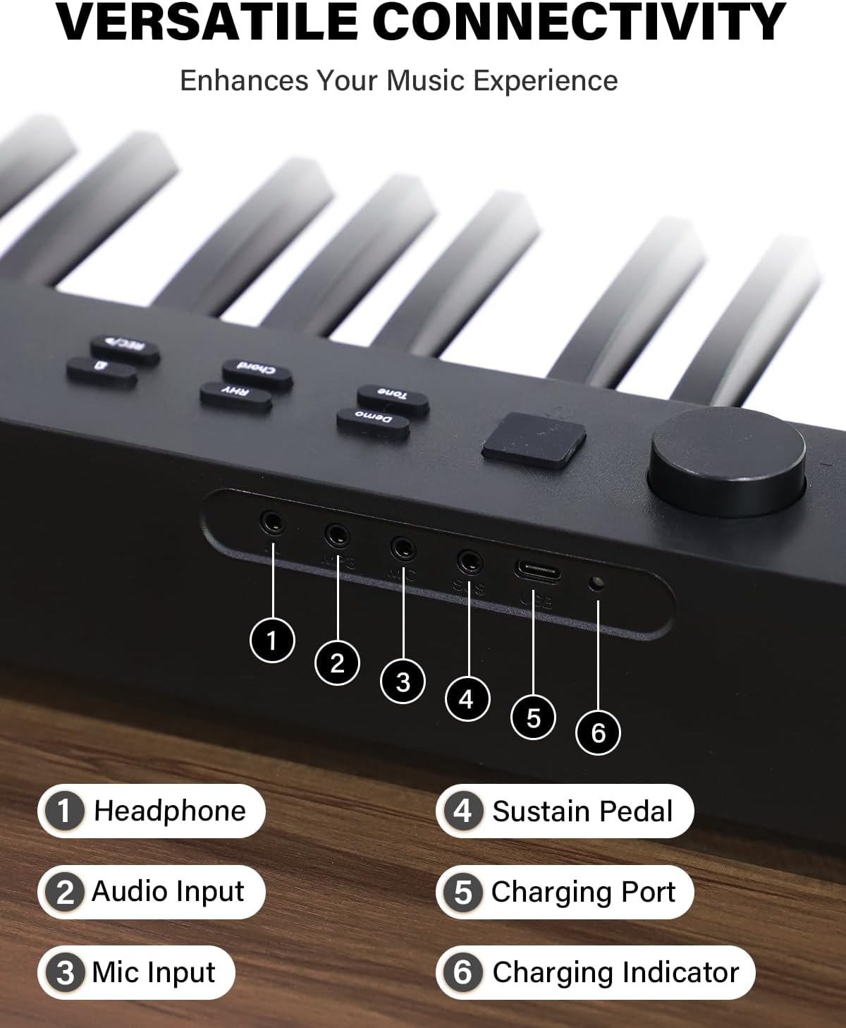 AiJoy 88-Key Piano Keyboard ASP-10F Electric Portable Folding Piano with Semi-Weighted Keyboard, Music Stand, Sustain Pedal, Handbag, USB MIDI Music Keyboard for Beginners, Black