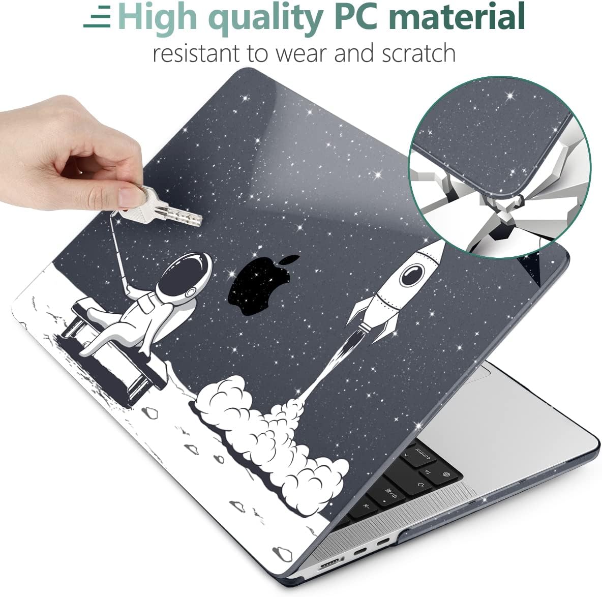 MEEgoodo Case for M4/M3/M2 MacBook Air 13.6 inch Case 2025 2024 2022, Fit Model A3240/A3113/A2681, Laptop Hard Shell with Keyboard Cover Compatible with MacBook Air 13 inch, Astronaut Rocket