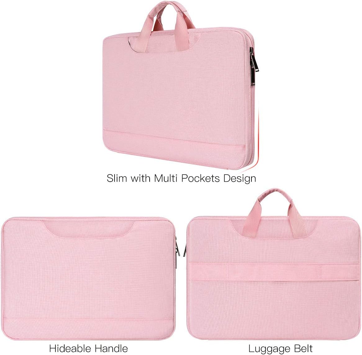 14 15 Inch Laptop Case Women Ladies Bag TSA Laptop Sleeve for MacBook Pro 14" M4/M3/M2/M1, Macbook Air 15 M4/M3, Dell XPS 15/Inspiron 14, Acer HP Lenovo ASUS Chromebook 14" Notebook Case Bag, Pink