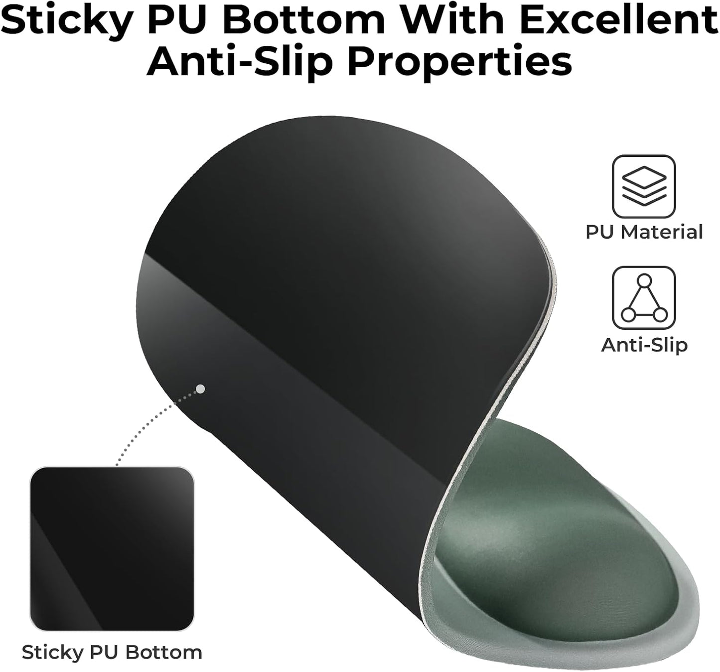 EooCoo Ergonomic Mouse Pad with Gel Wrist Rest Support Middle Concave Design, Relieve Wrist Pain Mousepad, Non-Slip Base for Laptop, Computer, Office Desk Accessories, Carpal Tunnel Syndrome