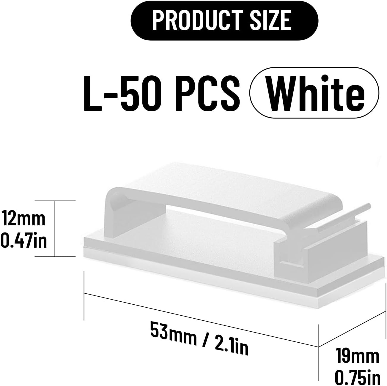 Adhesive Cable Clips Holder, Outdoor Light Clips, White Cord Wire Clips, Sturdy Nylon Cord Wall Finisher Wire Clamp for Home, Car, Office Desk Wire Management (White, L-100 PCS)