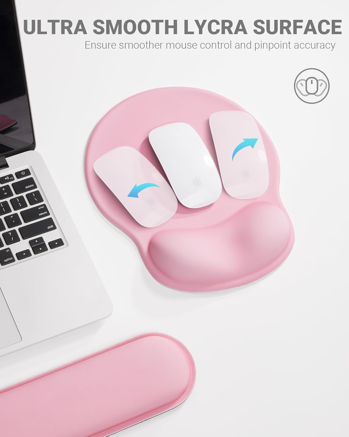 Ergonomic Mouse Pad Wrist Support Set, Memory Foam Keyboard Wrist Rest Set, Relieve Wrist Pain Keyboard Pad, Non-Slip Base Mousepad(Pink Set)