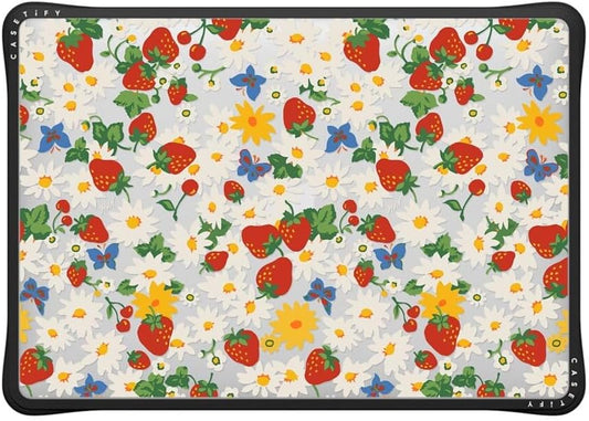CASETiFY Impact MacBook Air 13" (M1/Intel) Case [Cushioned Impact Corners/Scratch-Resistant/Anti-Slip Grip] - Strawberry Daisy - Clear Black