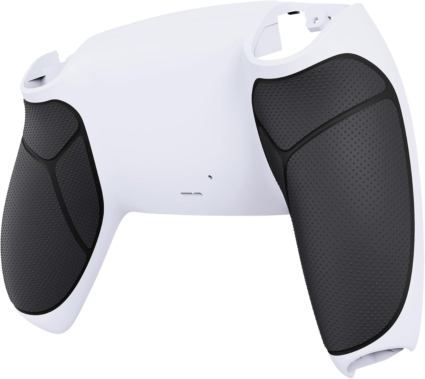 eXtremeRate Black Performance Rubberized Grip Custom White Back Plate Bottom Shell Compatible with ps5 Controller, Replacement Back Shell Cover Compatible with ps5 Controller