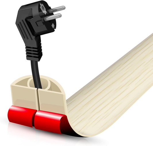 Floor Cord Cover Self Adhesive Cord Hider,3.3FT Cable Management, Extension Strip Protector for Wires, Prevent Cable Trips for Offices, Gyms, Exhibitions Cavity:0.39"(W) x 0.27"(H) Yellow Wood