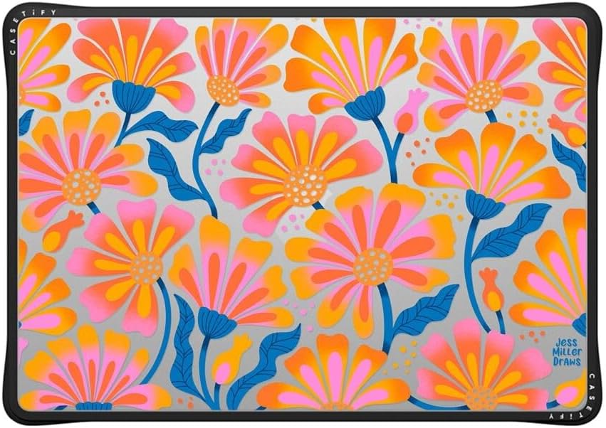 CASETiFY Impact MacBook Air 15" (M2-M4) Case [Cushioned Impact Corners/Scratch-Resistant/Anti-Slip Grip] - Lazy Daisy - Clear Black