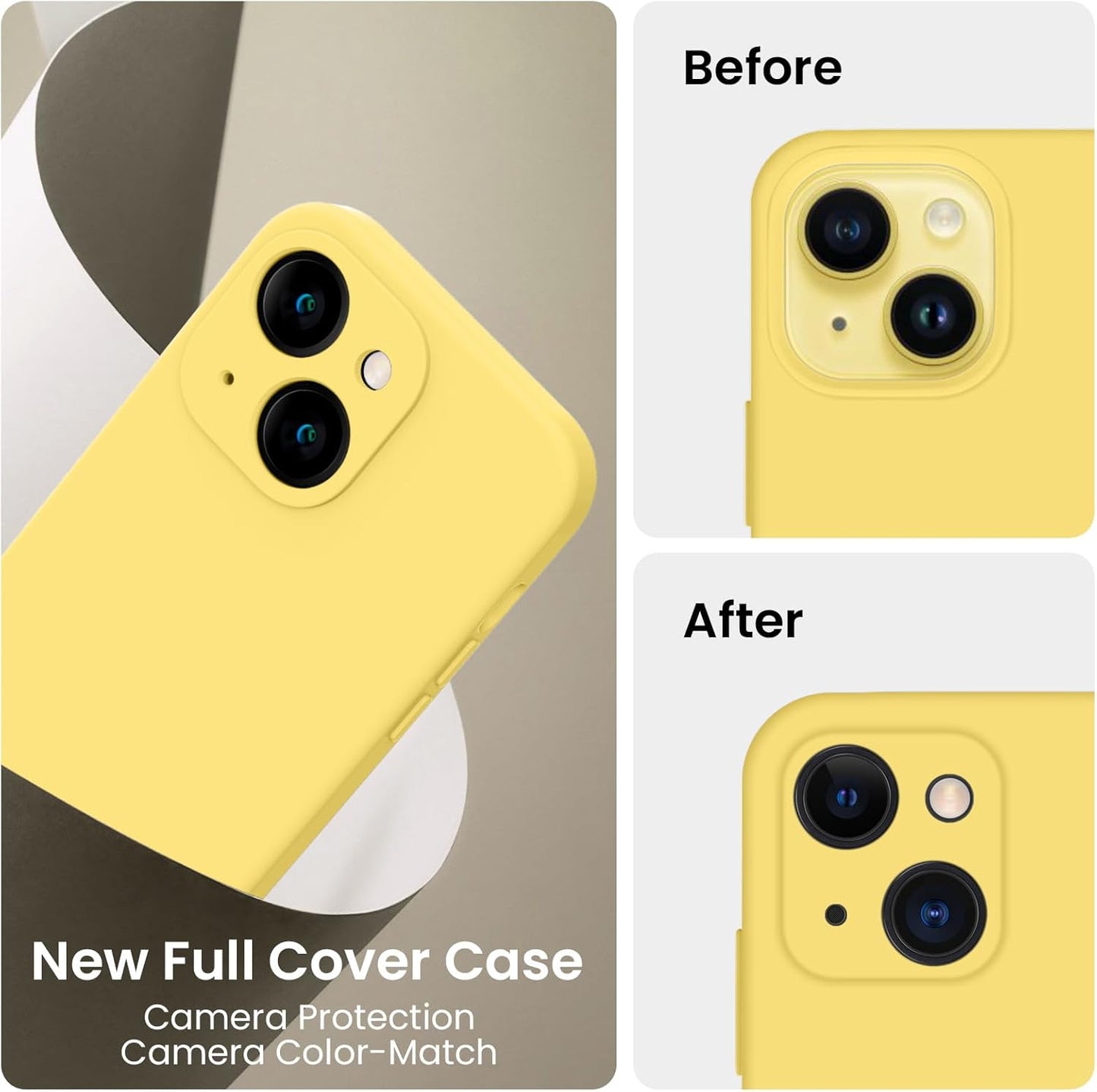 FireNova Designed for iPhone 14 Case, Silicone Upgraded [Camera Protection] Phone Case with [2 Screen Protectors], Soft Anti-Scratch Microfiber Lining Inside, 6.1 inch, Yellow
