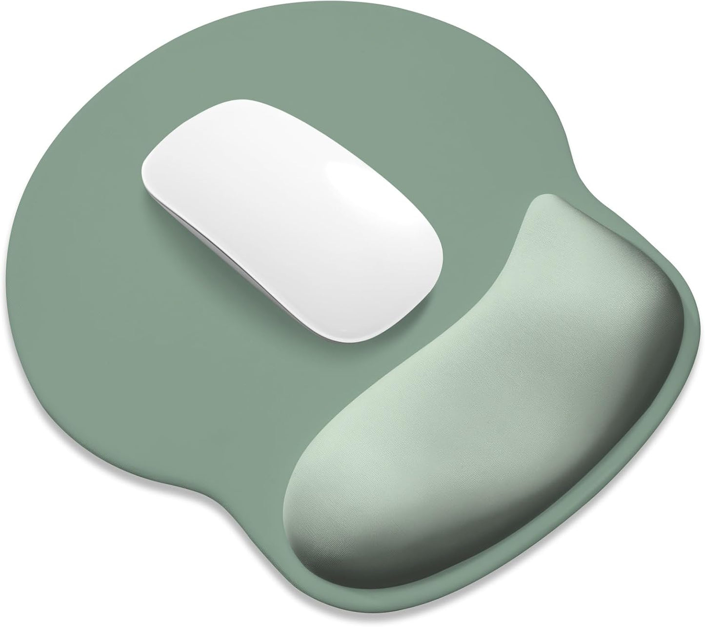 ITNRSIIET Ergonomic Mouse Pad with Wider Memory Foam Wrist Rest +17%, Curved Cushion Reduces Pressure 20%, Pain Relief, Non-Slip, Smooth, Cute Color Desk Accessory, 9.85 x 9 inch, Sage Mint Gradient
