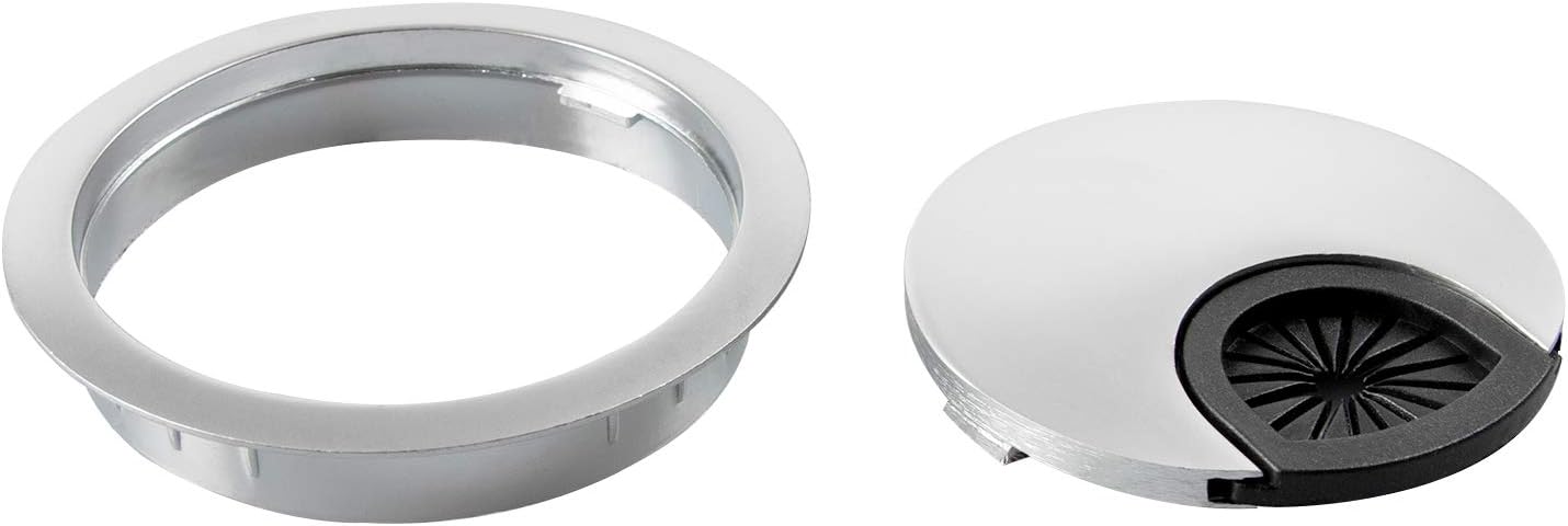 Desk Grommet for Wire Organizer,PC Computer Desk Plastic Grommet Cord, Tidy Cable Hole Cover Organizers,2 Pack (53mm, Silver)