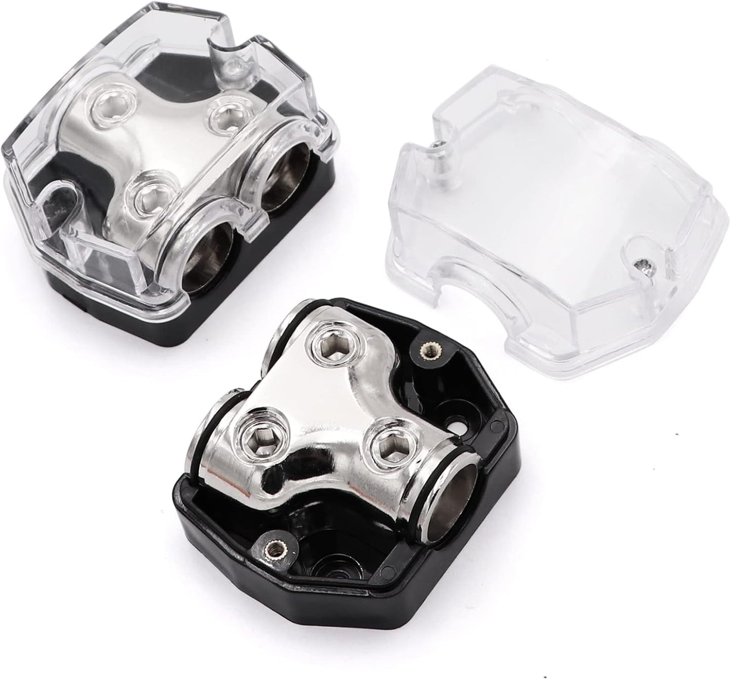 2 Way Power Distribution Block 1x 0 GA in 2X 0 GA Out Circuit Protector Distribution Connecting Blocks for Car Audio Splitter,2Pcs