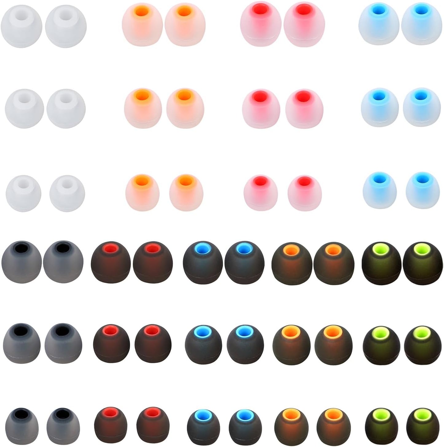 54 PCS Earbud Replacement Tips Silicone Earbud Tips Earbud Covers Fit for in-Ear Headphones (Inner Hole 3.8mm -5.1mm) Earbud Rubber Tips Ear Tips S M L
