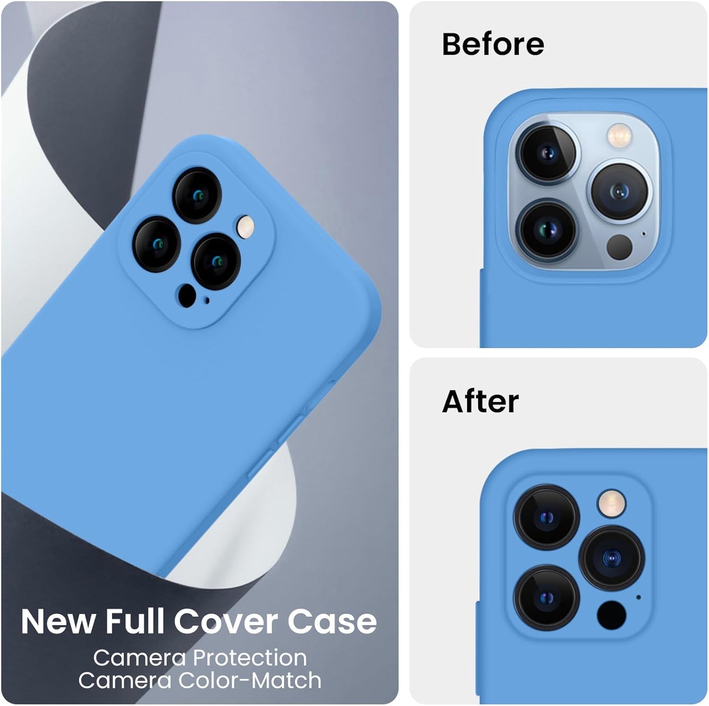 FireNova Designed for iPhone 13 Pro Case, Silicone Upgraded [Camera Protection] Phone Case with [2 Screen Protectors], Soft Anti-Scratch Microfiber Lining Inside, 6.1 inch, Blue