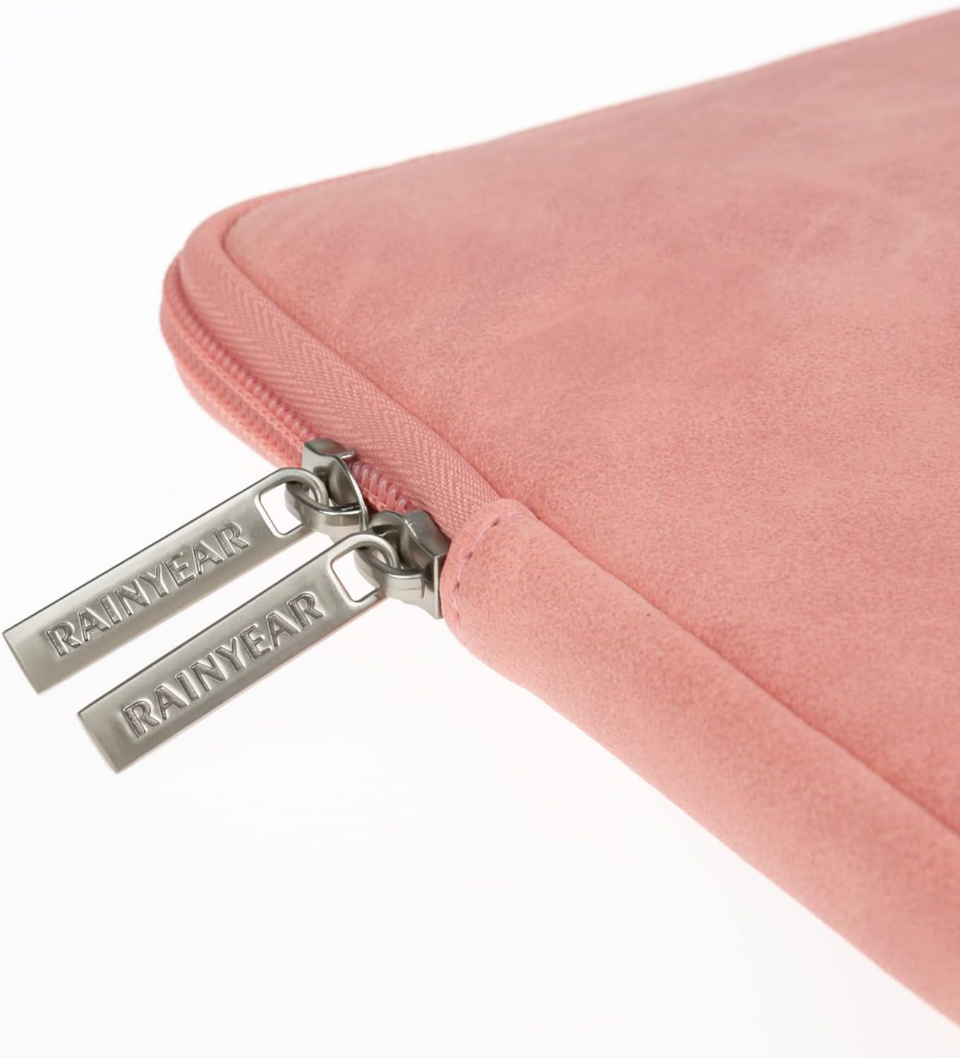 RAINYEAR 15 Inch Laptop Sleeve PU Suede Leather Case Padded Cover Water Resistant Carrying Computer Bag Compatible with 15.4 MacBook Pro/Air, Surface Laptop 3/4 15", New XPS 15 Touch(Coral)