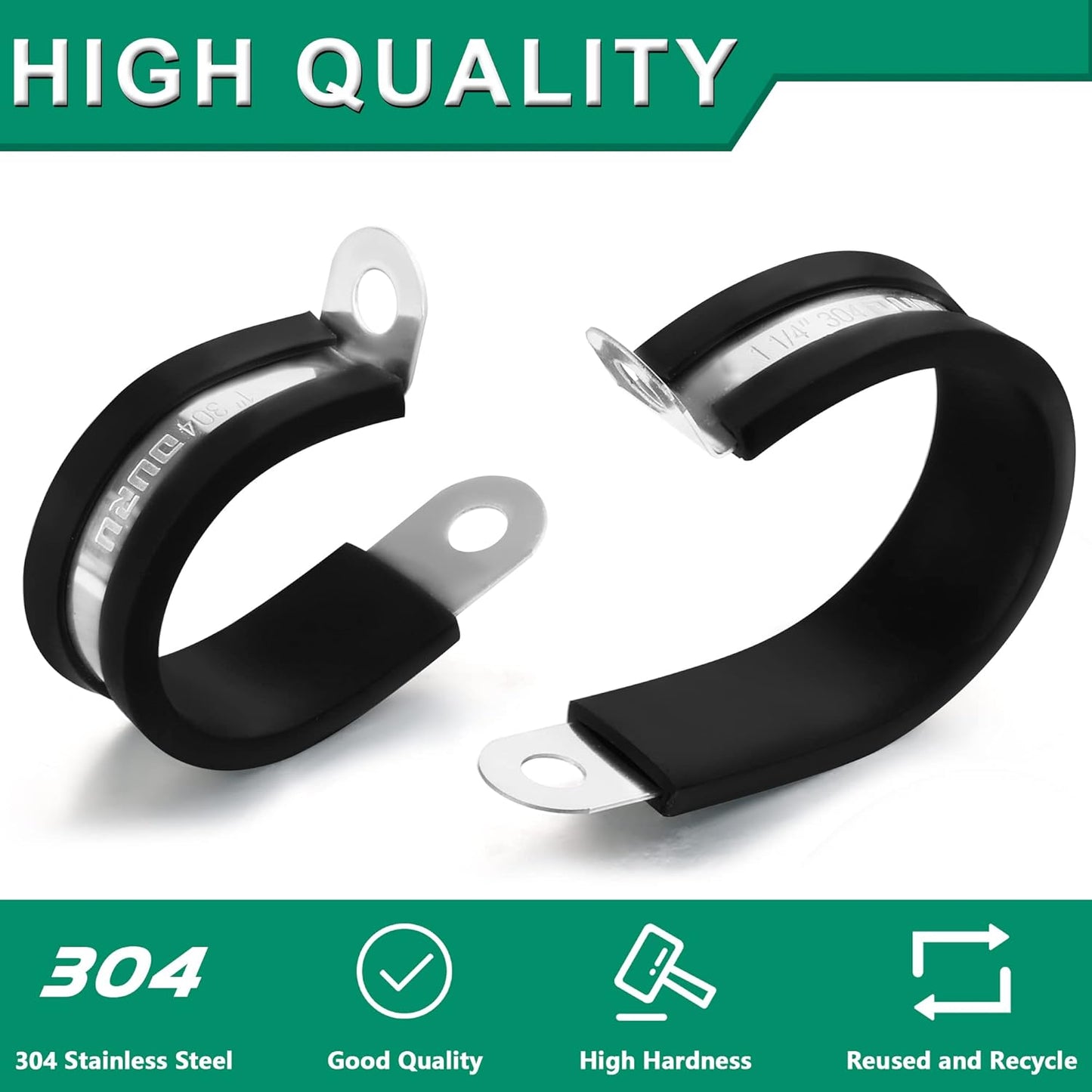 20pcs 3/4 Inch Stainless Steel Cable Clamps,Rubber Coated Cushioned Insulated Cable Clamp,Automotive Cable Wire Clamps,Pipe Clamps,Metal Clamp for Tube,Lines,Wire Cord Installation(Black,19mm)