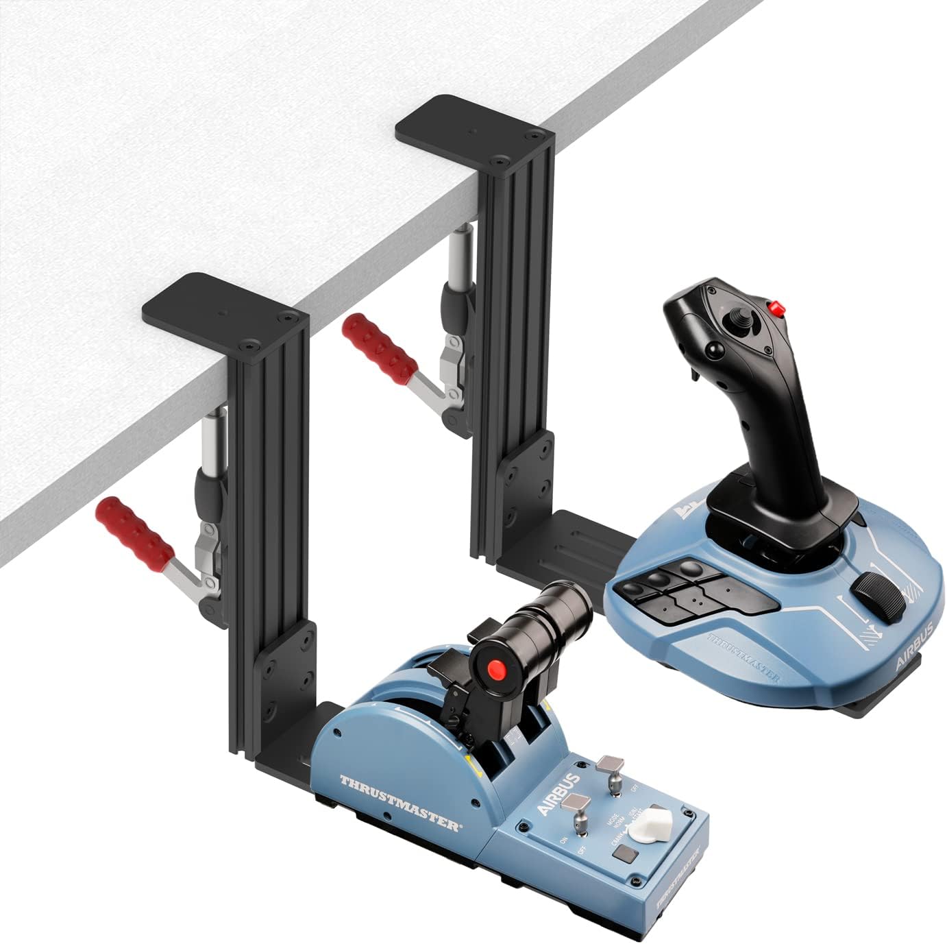 Hikig Desk Mount for Joystick and HOTAS - Compatible With Logitech X52/X52 Pro/X56/X56 Rhino, Thrustmaster T. Flight/T.16000M FCS/TCA Officer Pack Airbus Edition, VKB - 2 Pack