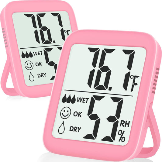 Antonki 2 Pack Room Thermometer for Home, Indoor Hygrometer Humidity Meter Gauge, Digital Temperature and Humidity Sensor Monitor for House, Terrarium, Incubator, Greenhouse - Battery Included