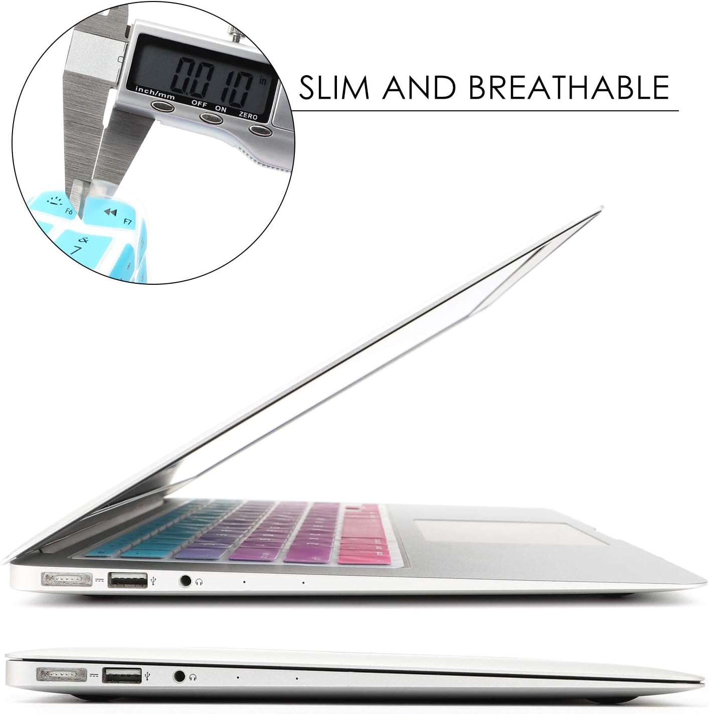 Allinside Blue and Pink Ombre Keyboard Cover Skin for MacBook Pro 13" 15" 17" (2015 or Older Version), MacBook Air 13" A1369/A1466, Older iMac Wireless Keyboard MC184LL/B