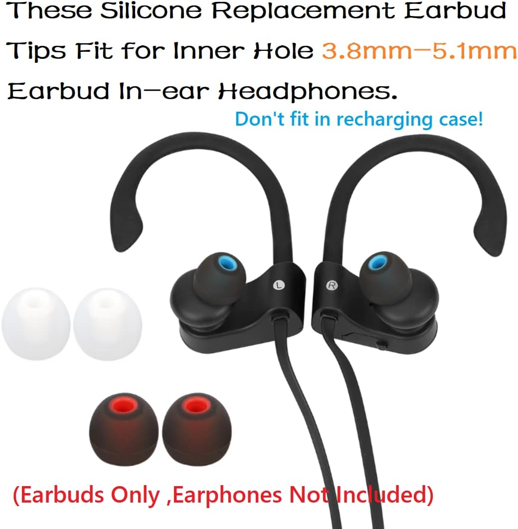 Earbuds Replacement Tips Silicone Earbud Tips Ear Gels Fit for Inner Hole from 3.8mm - 5.1mm Earphones 9 Pairs S/M/L