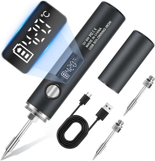 Cordless Soldering Iron Kit, 1400mAh Rechargeable Portable Cordless Soldering Iron, LCD Digital Adjustable Temperature Thermostatic Soldering Gun for Home Appliance Repair