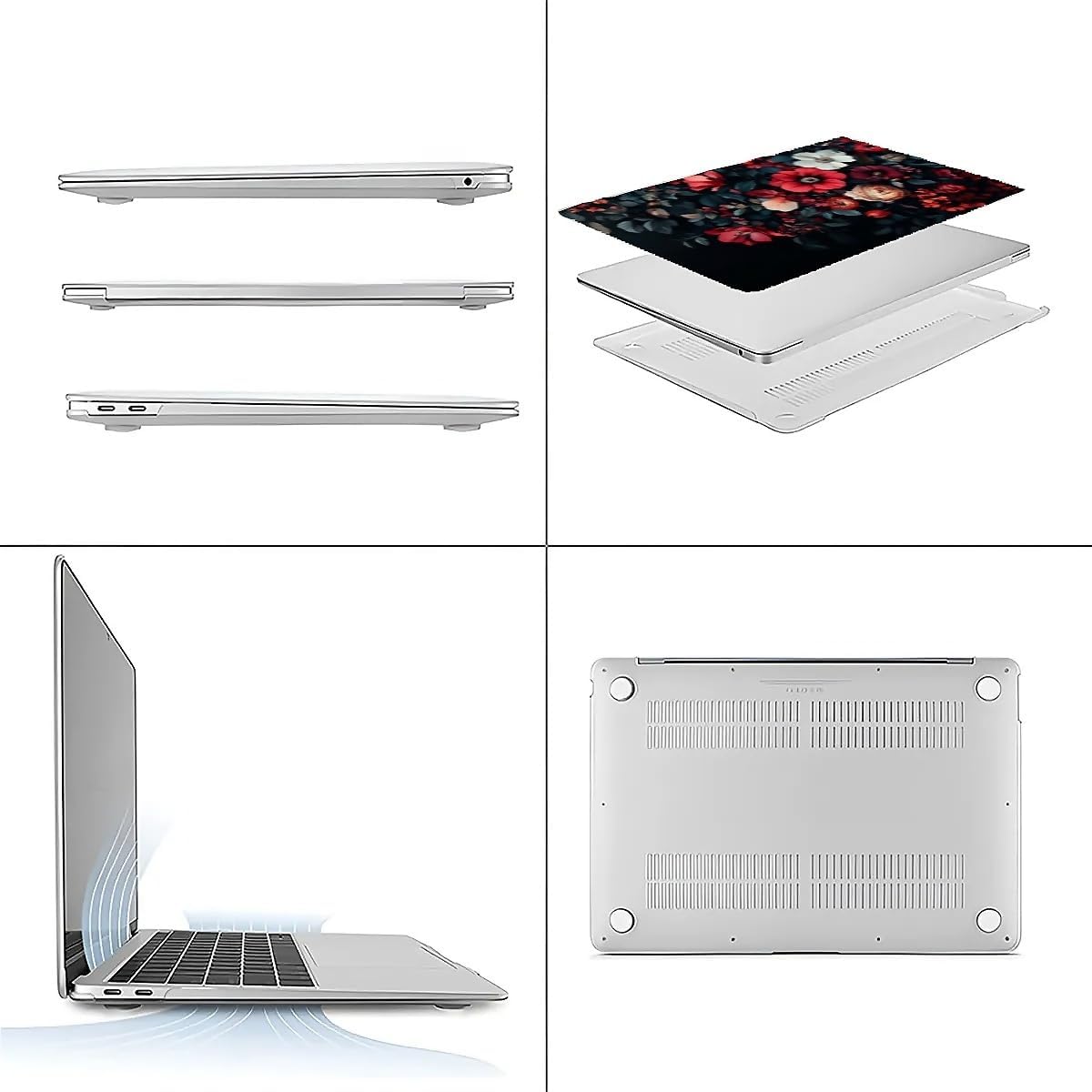 Compatible with MacBook Air 13.3 13.6 Inch Case 2022 2021 2020 2019 Plastic Hard Shell Case Cover,13.3 Pro(A1706/A1708/A1989/A2159/A2289/A2338), Dark Floral