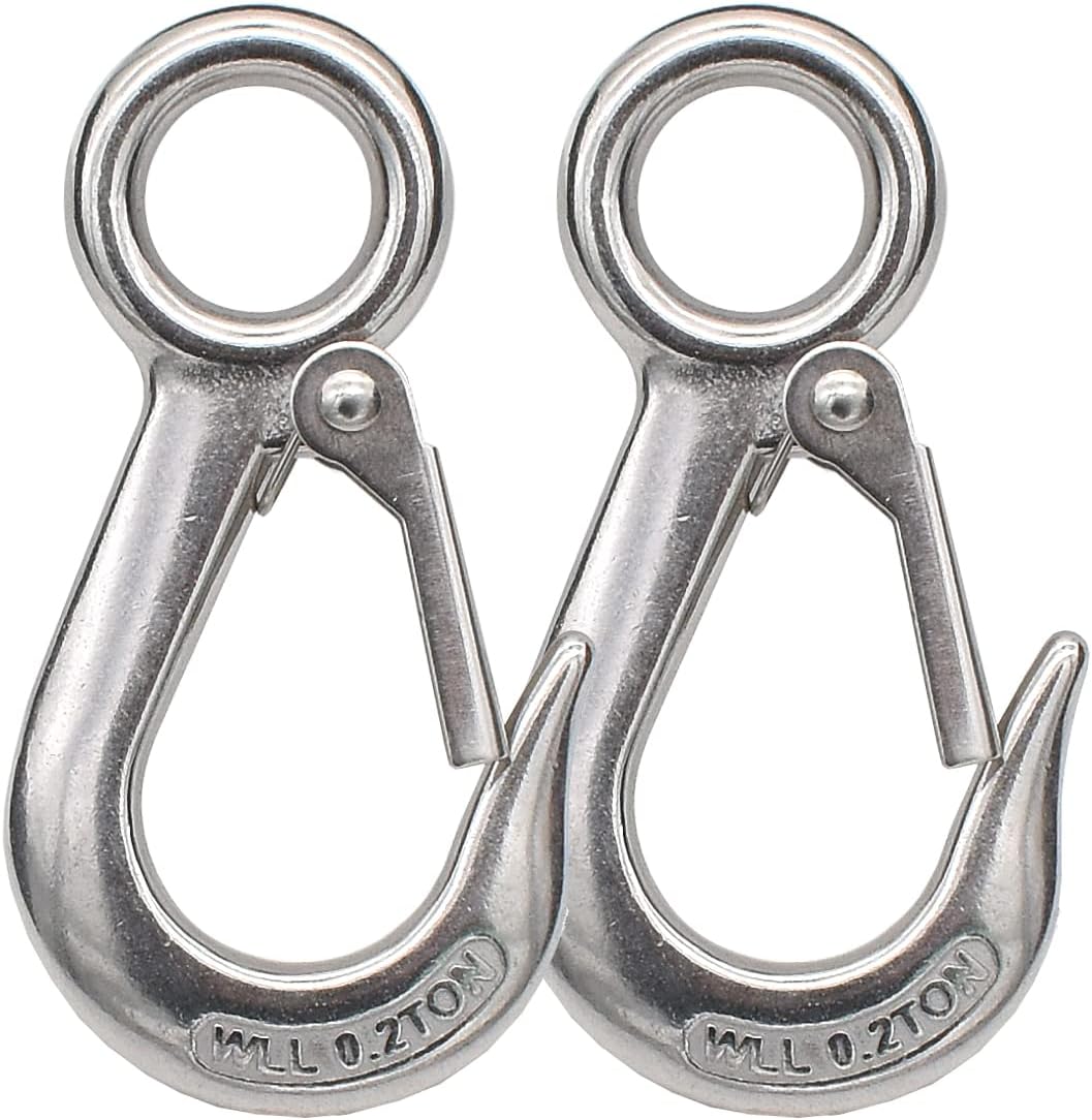 Alele 2Pack Grab Hooks, Slip Hooks,Stainless Steel Lifting Hook Rigging Accessory (Grab Hooks 200Kg 2p)