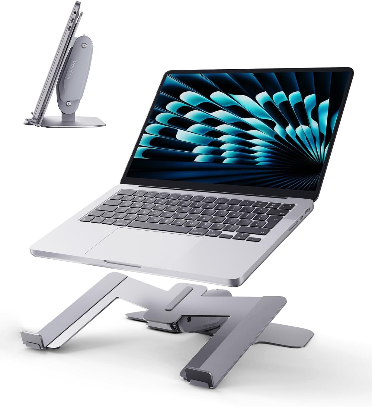 Vaydeer Laptop Stand for Desk, Metal Dual-Mode Design for Desk & Vertical Use, Adjustable Laptop Holder Space Saving Supports MacBook, Chromebook, Surface, Dell (Gunmetal)