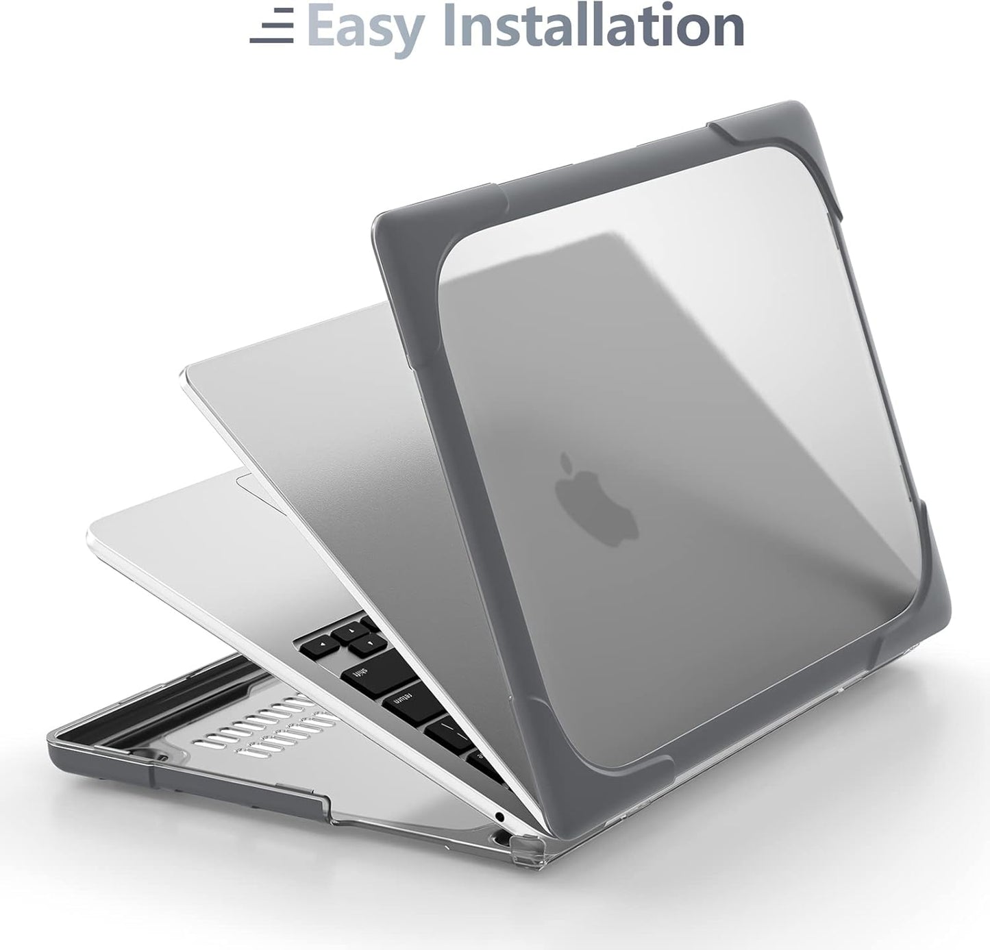 Batianda for M4 MacBook Air 13.6 inch Case 2025 2024 2022 Release Model A3240 A2681(M2) A3113(M3), Heavy Duty Shockproof Protective Hard Shell with Fold Kickstand & Keyboard Cover, Gray