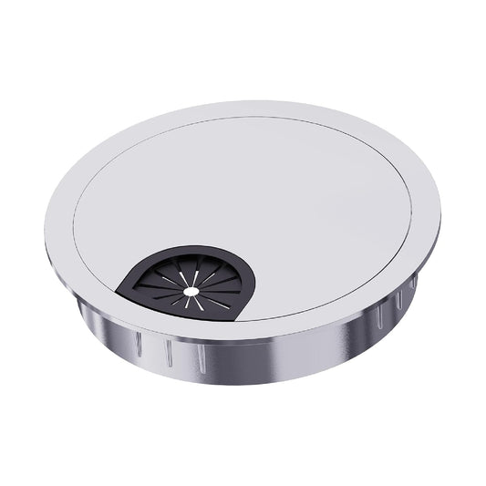 Desk Grommet 3-1/8 Inch 80mm, Zinc Alloy Computer Desk Wire Hole Cover, Office Desktop Cord Cable Hole Metal Ring, Silver Tone