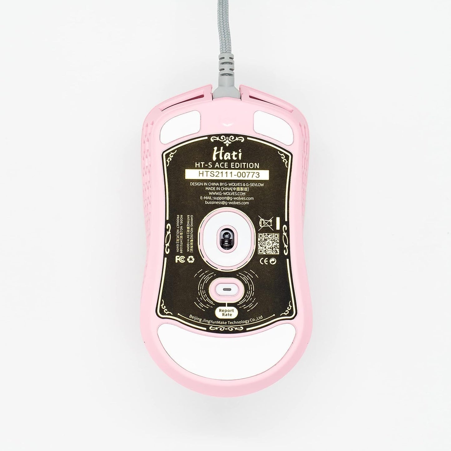 Gwolves Hati HTS Lightweight Honeycomb Wired Gaming Mouse,~52g,3389 Sensor,16,000 DPI, Low Latency,Anti-Interference,6 Programmable Buttons,On-Board Memory,PC/Mac and Laptop (Pink, HTS - Small)