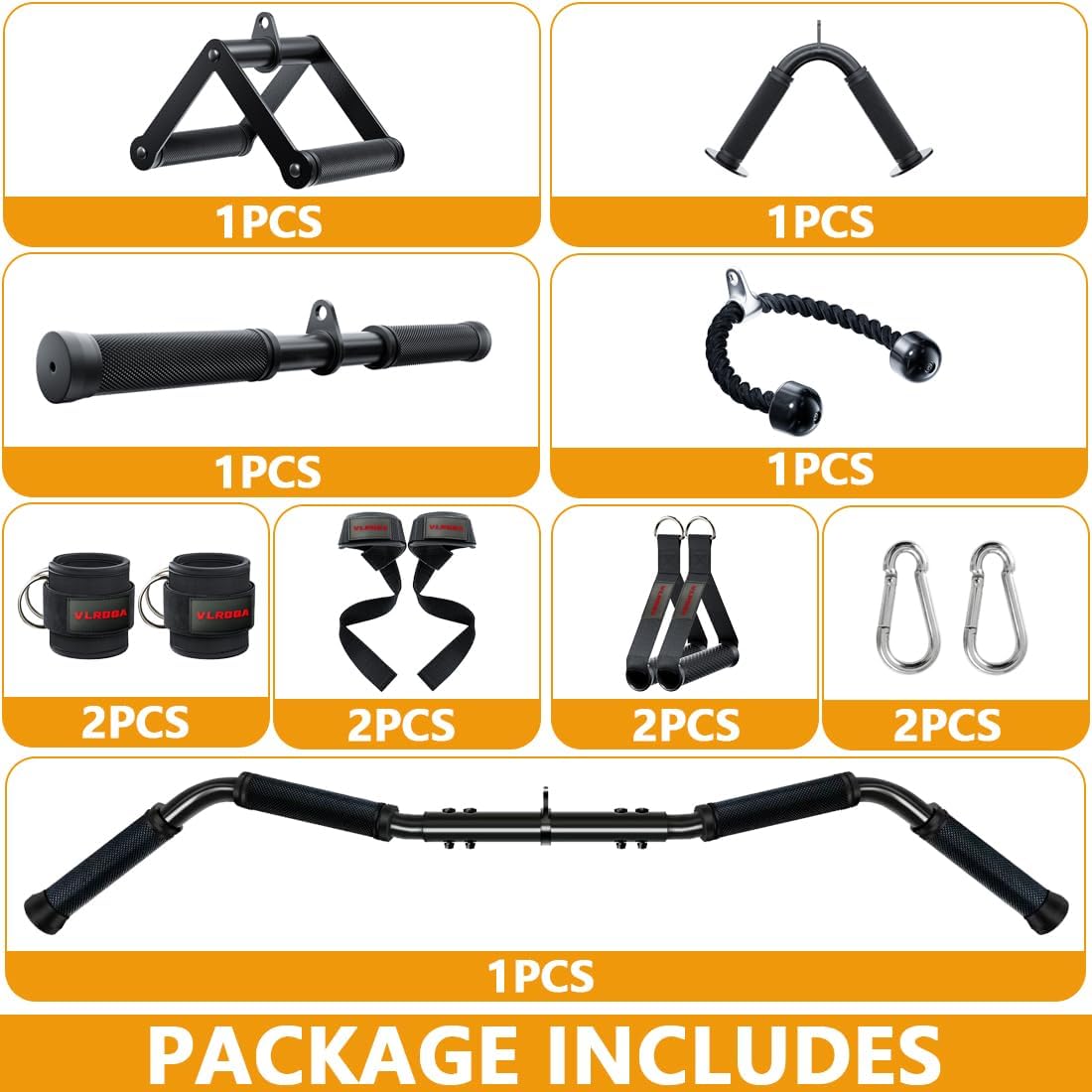 Cable Attachments for Gym,Cable Machine Accessories for Home Gym, Triceps Pull Down Attachment, LAT Pull Down Attachment Weight Fitness